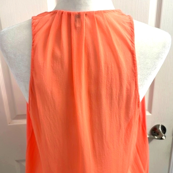 Wilfred Light Orange Draped Sleeveless Button Down Tank Top 100% Silk - Picture 5 of 7